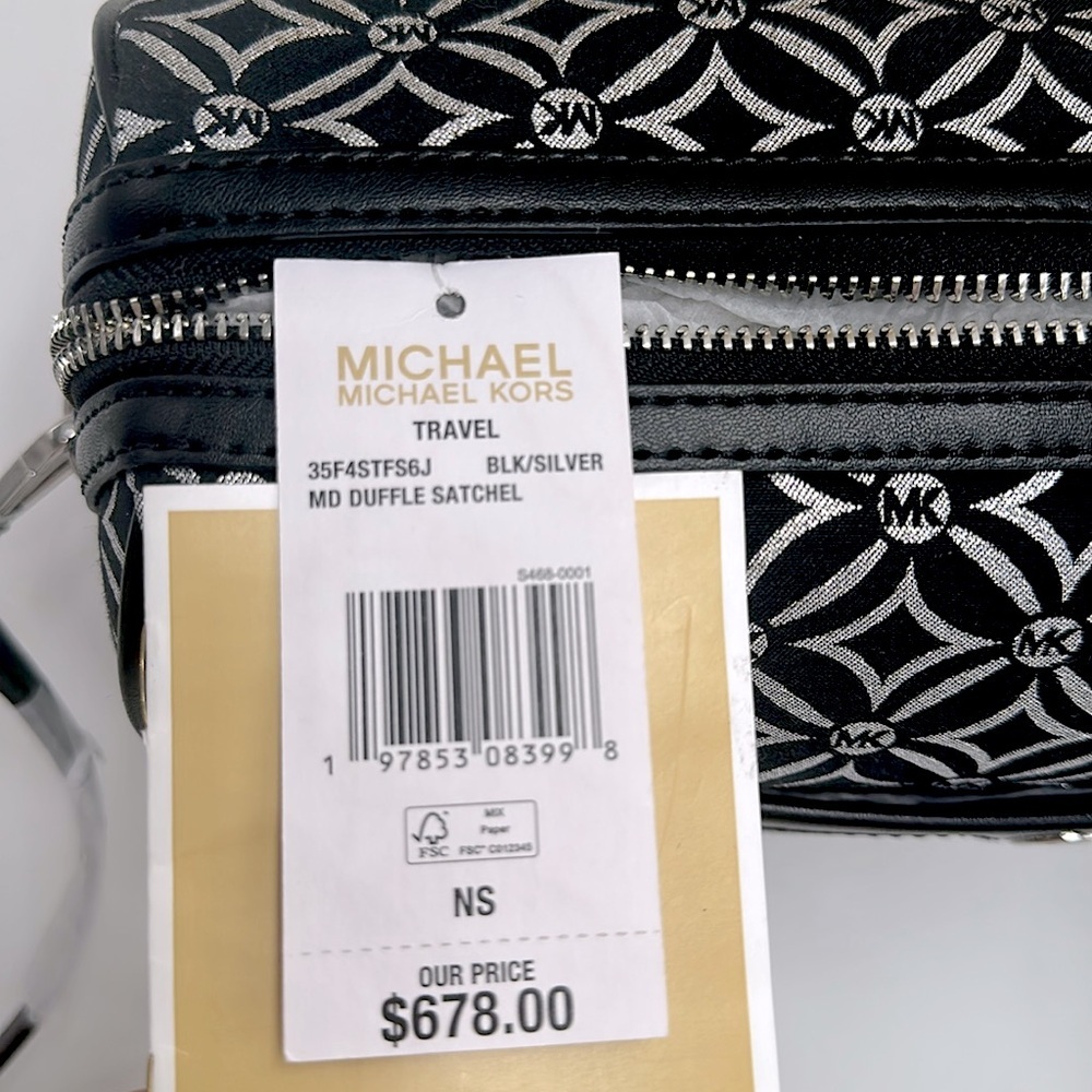 MICHAEL KORS JST TRAVEL MEDIUM DUFFLE SATCHEL SHOULDER CROSSBODY BAG MK BLACK - Picture 10 of 13
